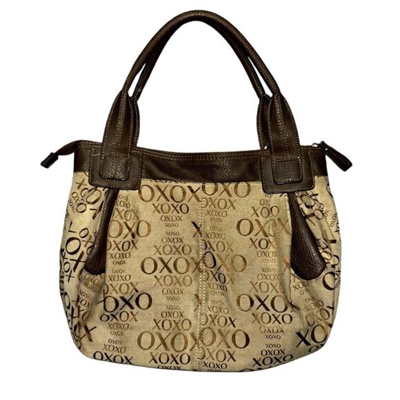 XOXO Monogram Jacquard Shoulder Bag Purse Brown Tan Trashy Y2k McBling Retro - Picture 2 of 10